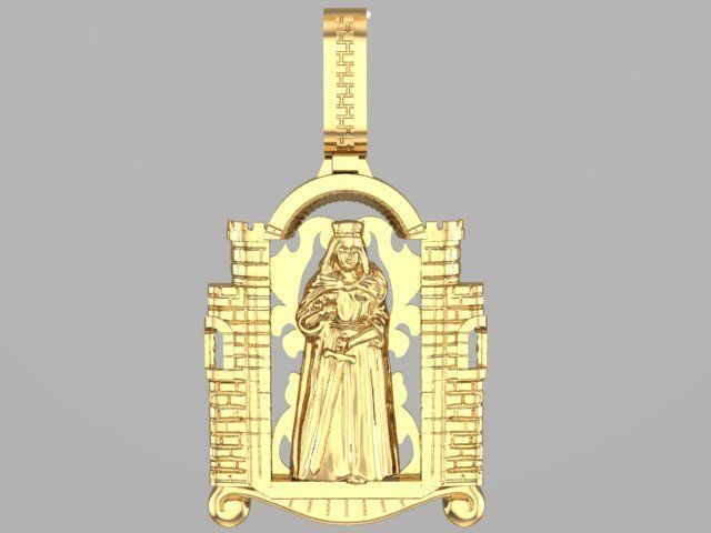 Santa Barbara Pendant With Custom Bail 3D print model_2