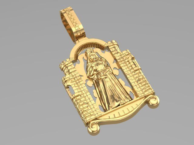 Santa Barbara Pendant With Custom Bail 3D print model_3