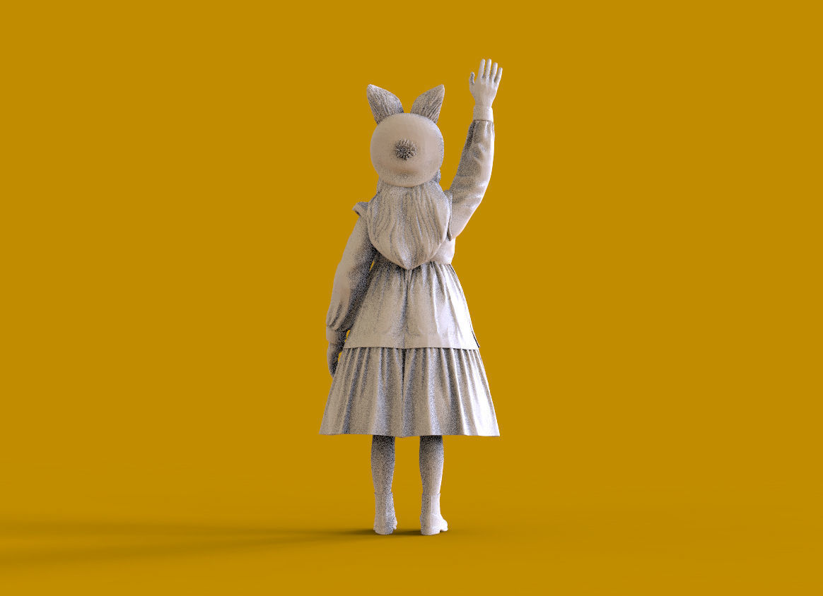 hare 2 girl in dress 3D print model_22