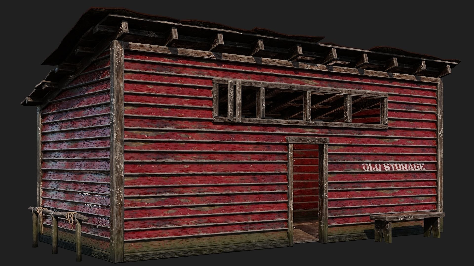 01-02-03-04 - Farm Buildings 4K PBR GameReady Low-poly 3D model_35