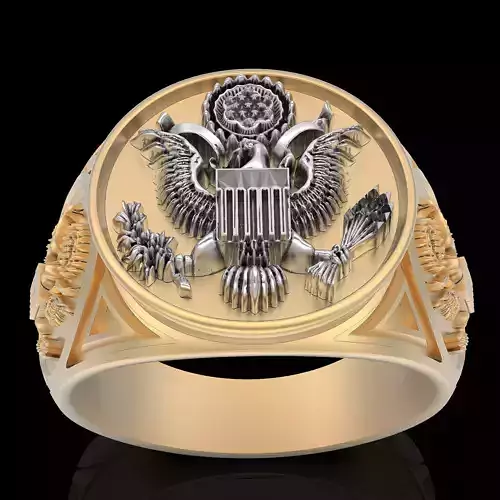 American eagle ring silver gold printable jewelry 3D model