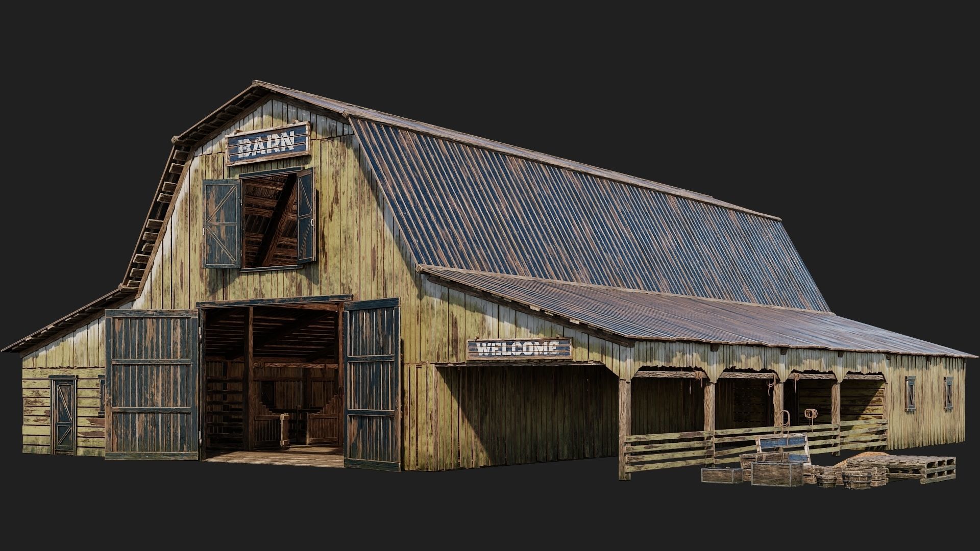 05-06-07-08 - Farm Buildings 4K PBR GameReady Low-poly 3D model_1