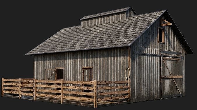 09-10-11-12  - Farm Buildings 4K PBR GameReady Low-poly 3D model 5