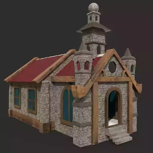 3D Game House with PBR Texturing