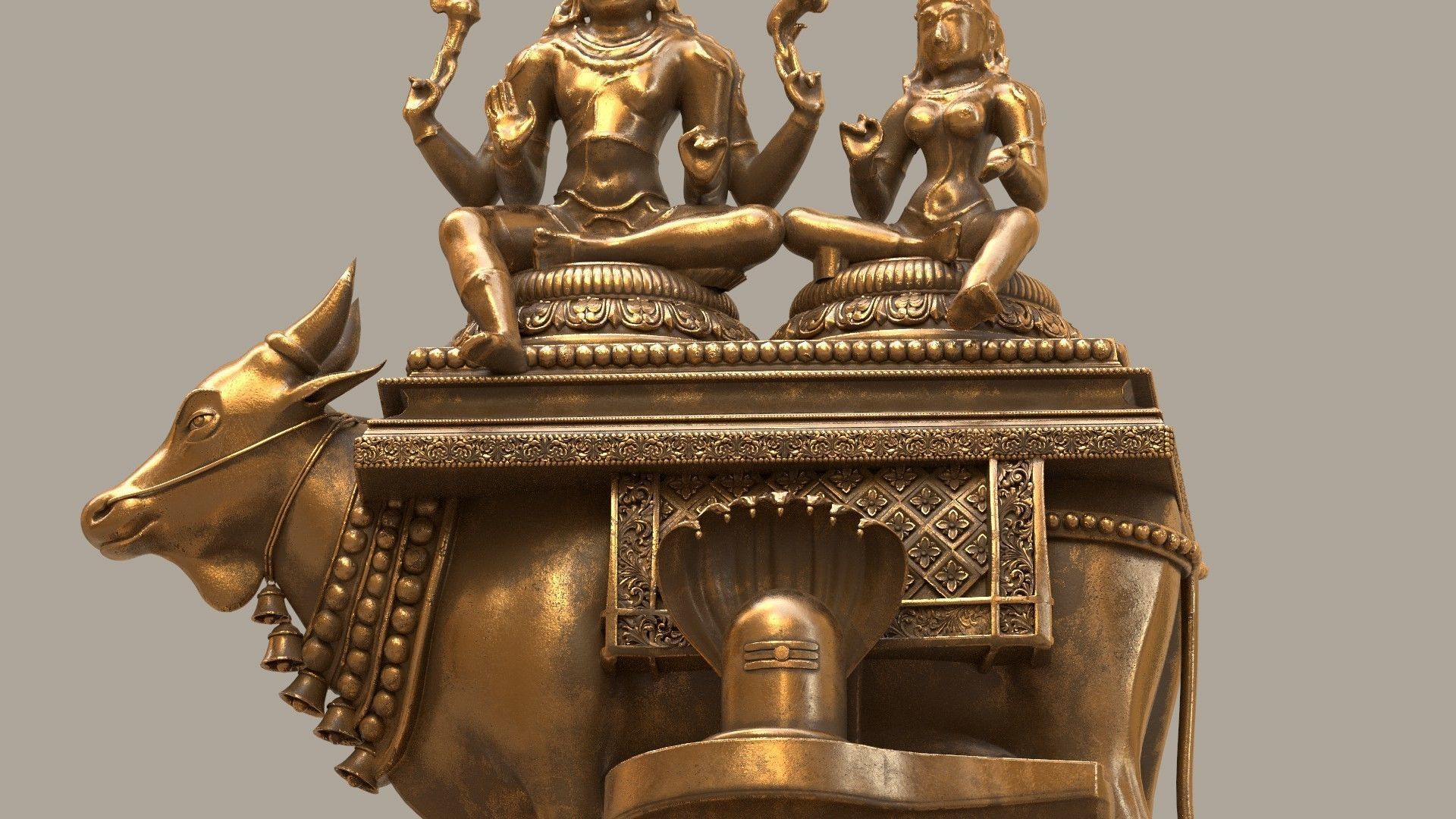 oil lamp god shiva parvati 3D model_17