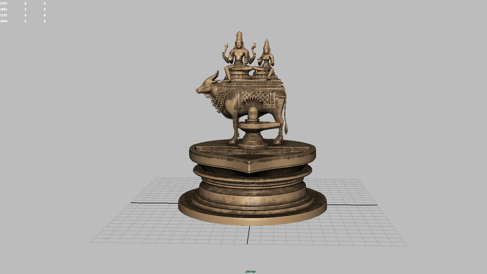 oil lamp god shiva parvati 3D model_3