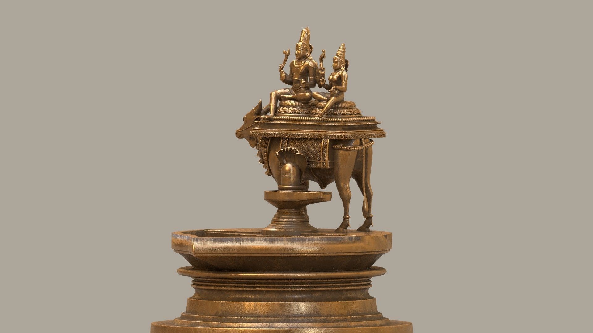 oil lamp god shiva parvati 3D model_11