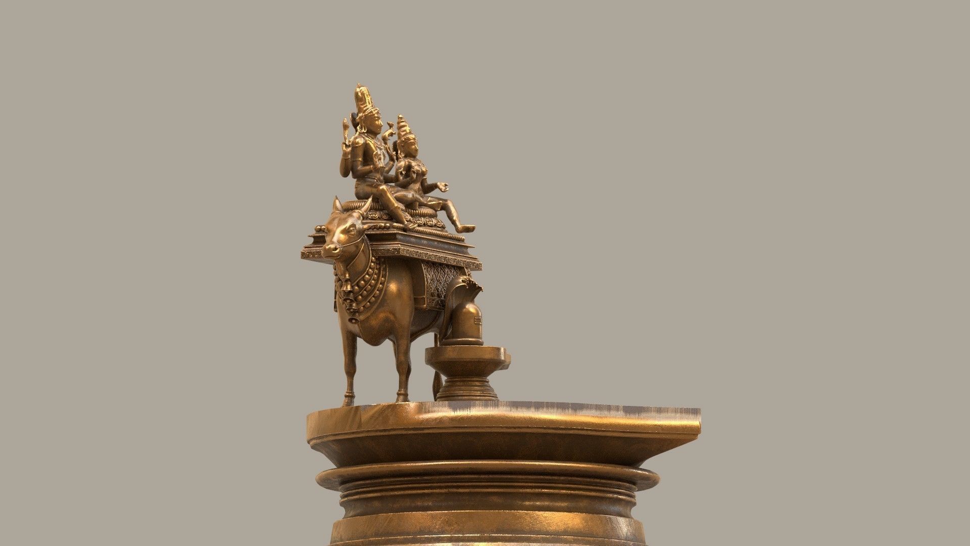 oil lamp god shiva parvati 3D model_15