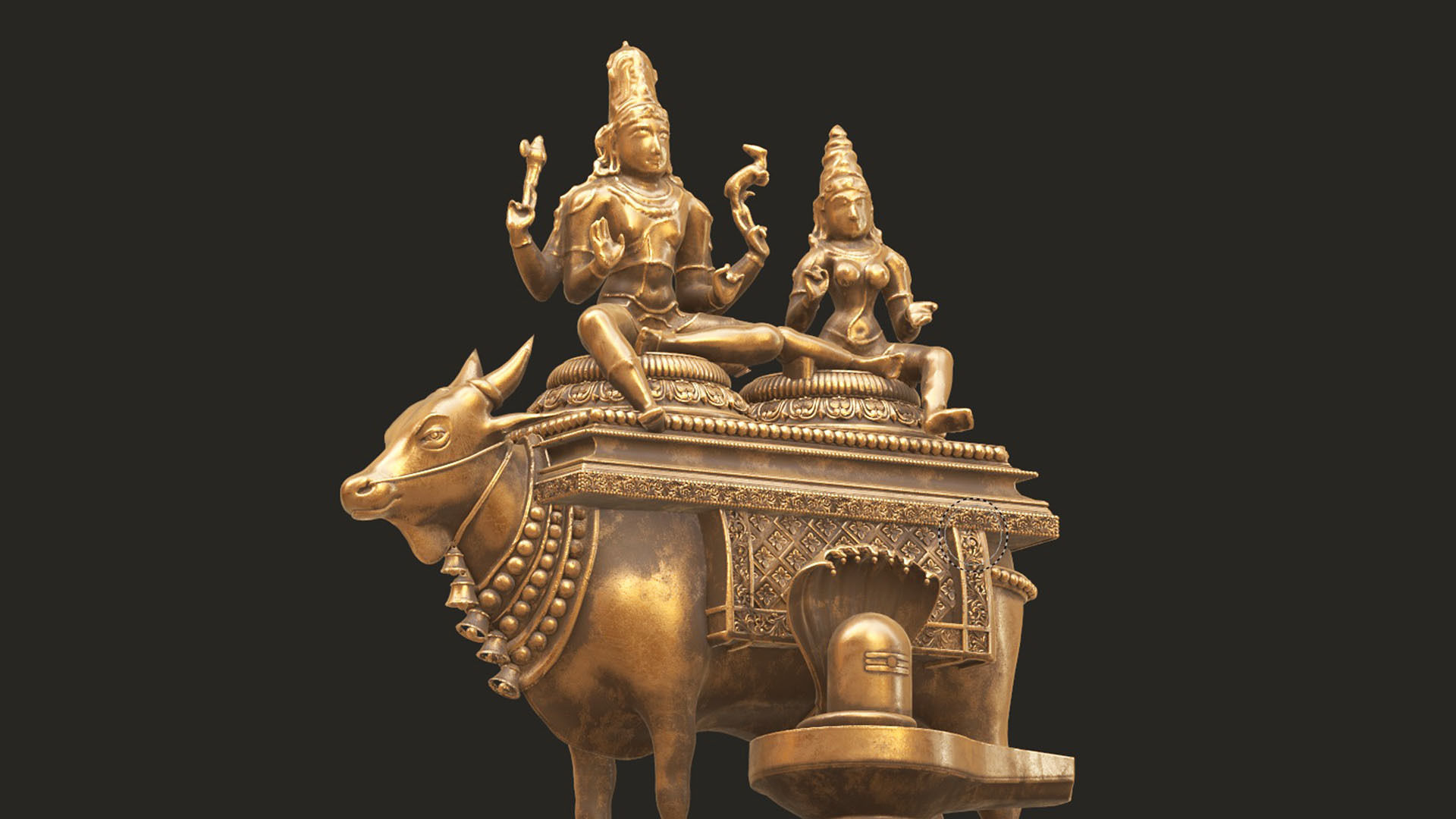 oil lamp god shiva parvati 3D model_4