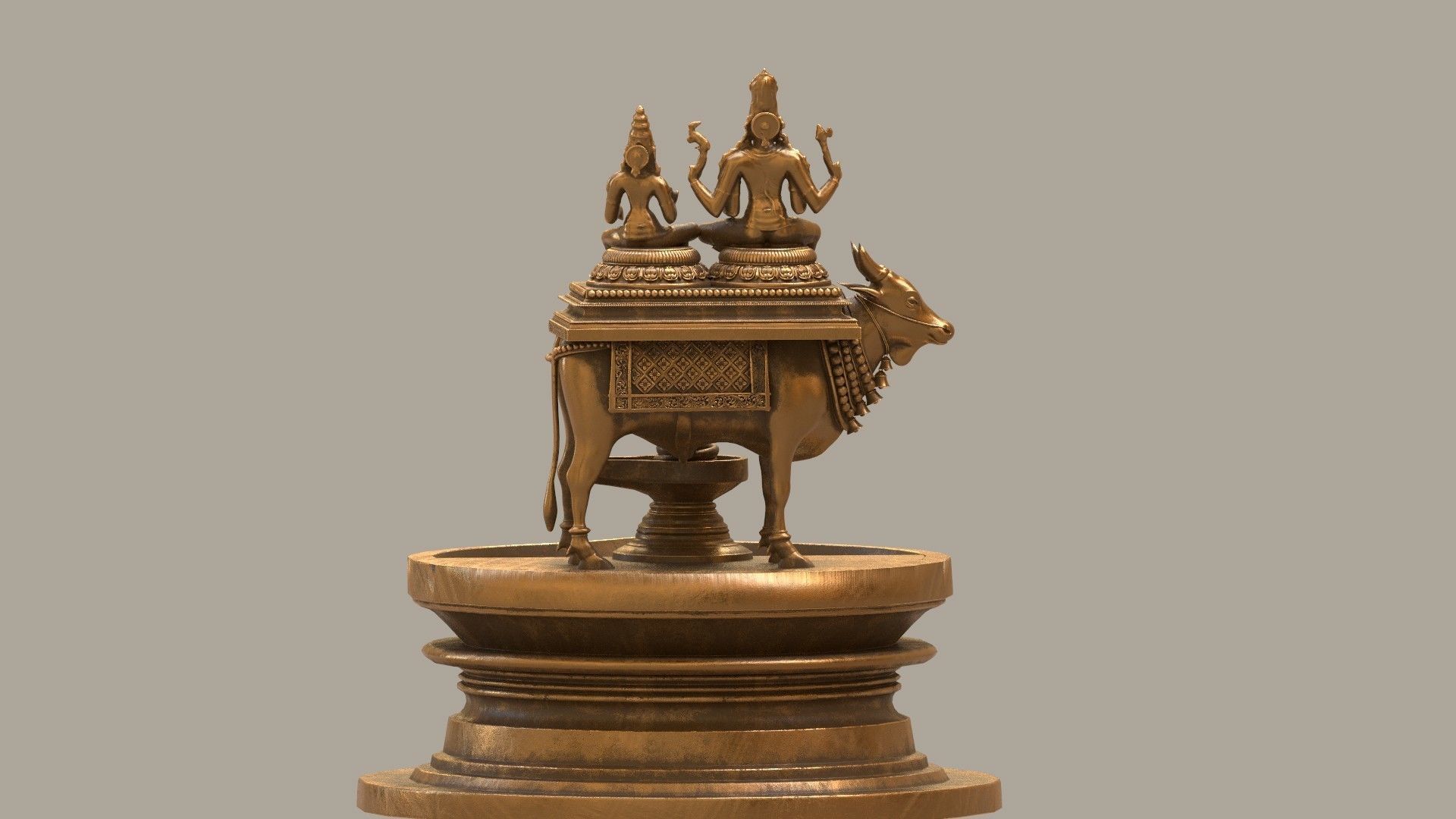 oil lamp god shiva parvati 3D model_13