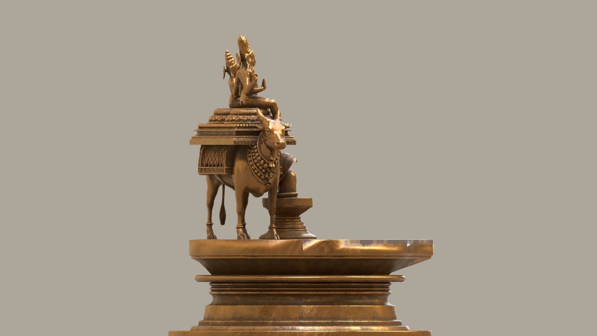 oil lamp god shiva parvati 3D model_14