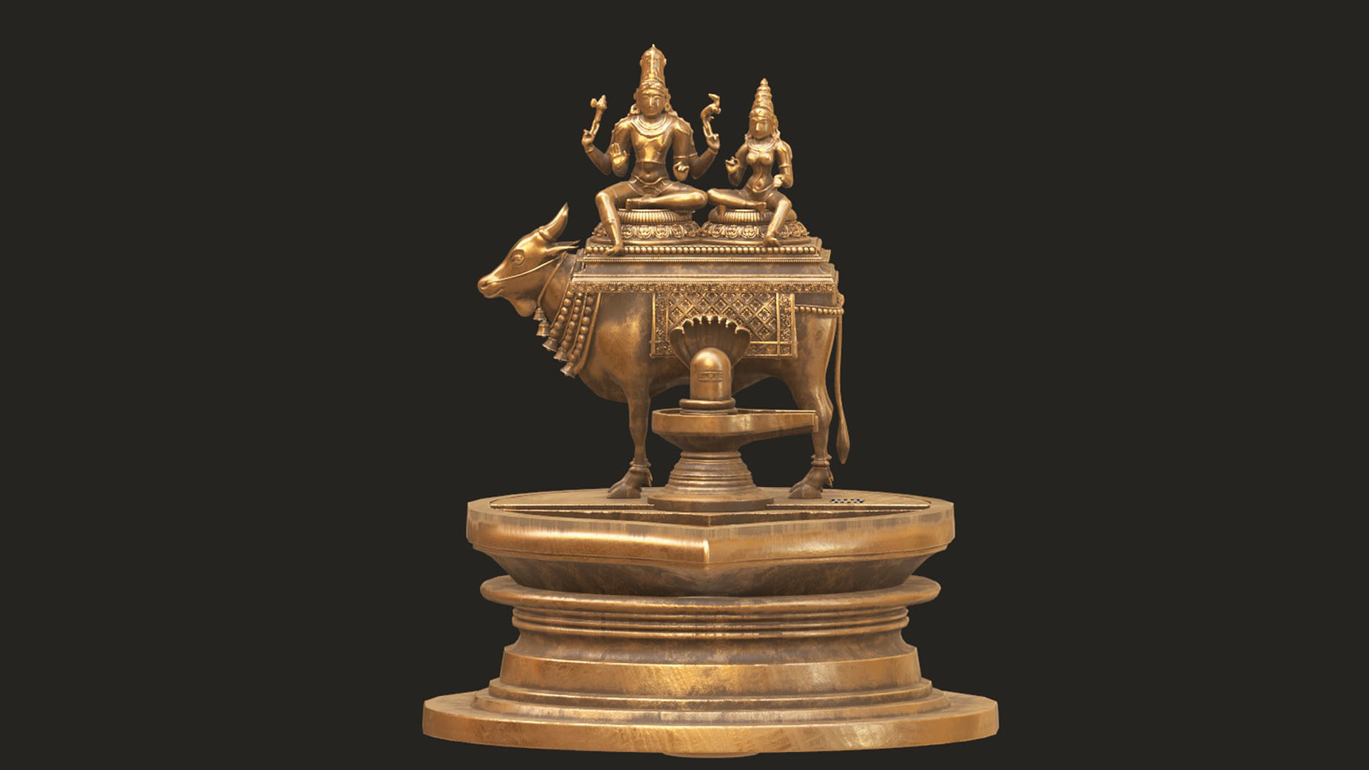 oil lamp god shiva parvati 3D model_5