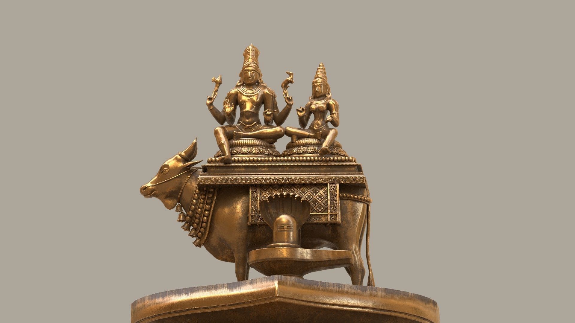 oil lamp god shiva parvati 3D model_16