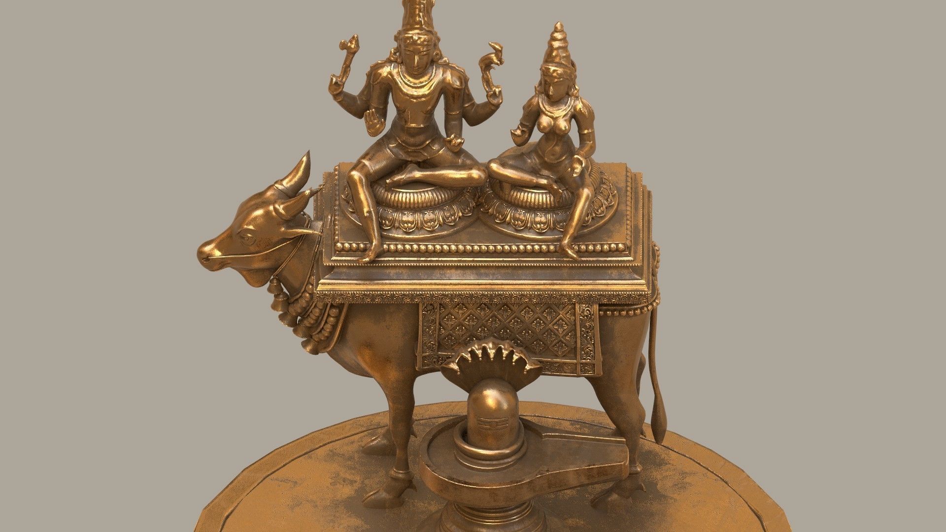 oil lamp god shiva parvati 3D model_18