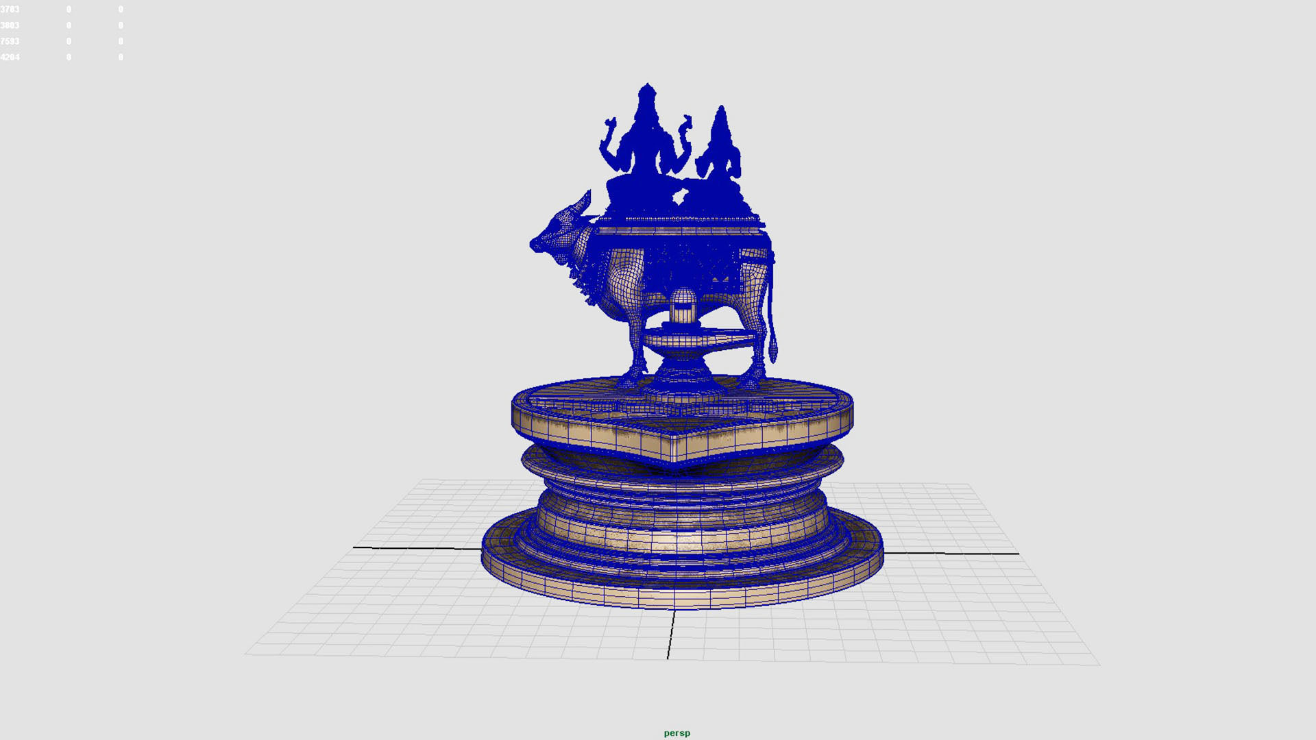 oil lamp god shiva parvati 3D model_10