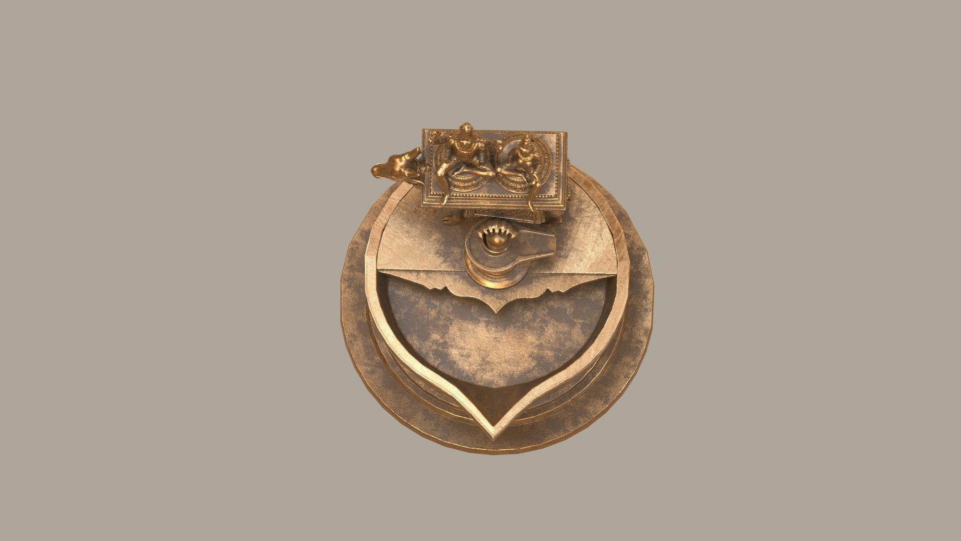 oil lamp god shiva parvati 3D model_2