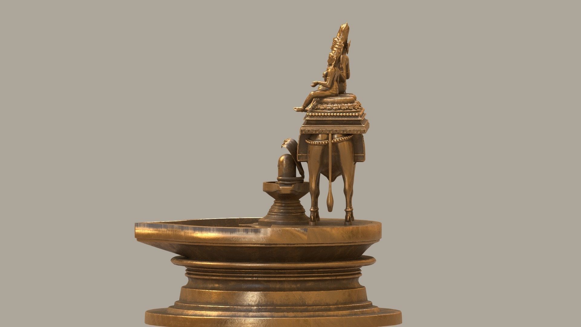 oil lamp god shiva parvati 3D model_12