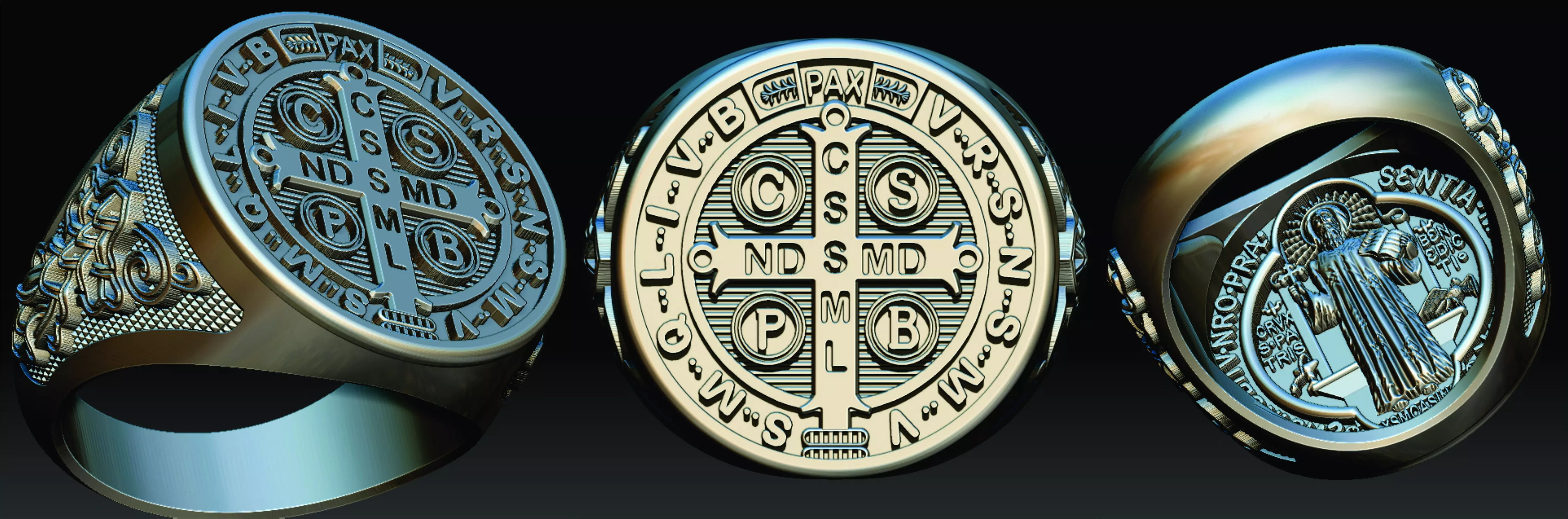 Saint Benedict Ring - Anel Sao Bento 3D print model_0