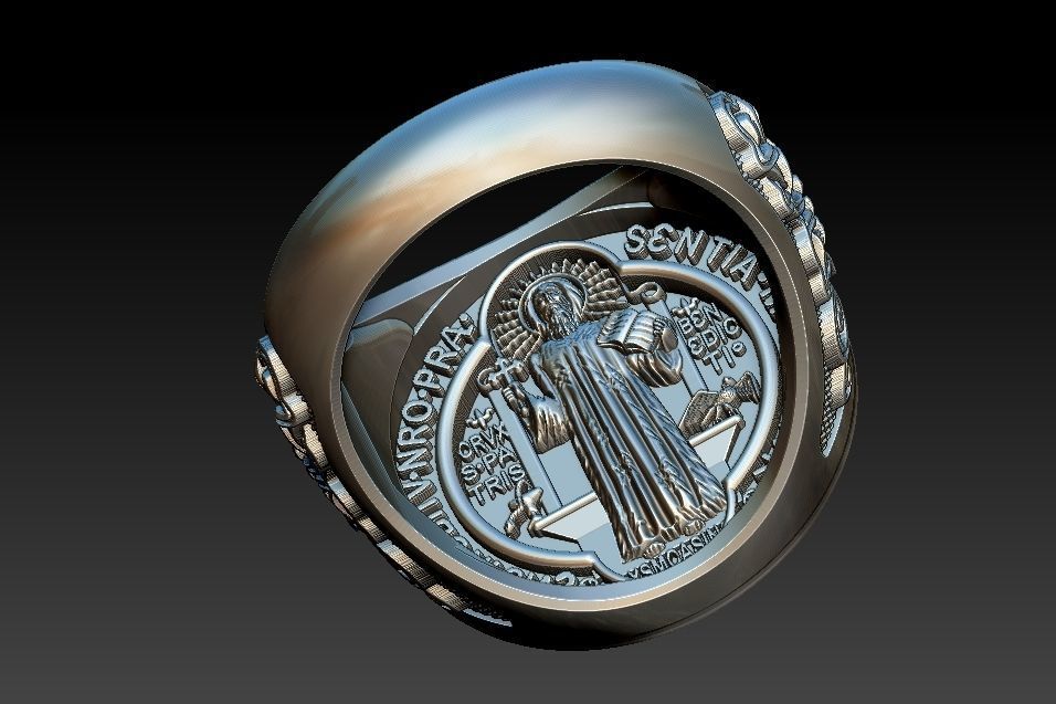 Saint Benedict Ring - Anel Sao Bento 3D print model_3
