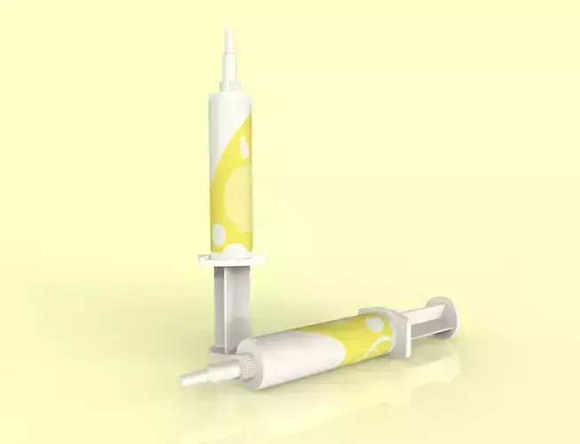White plastic syringe small - injection - medicine 3D model