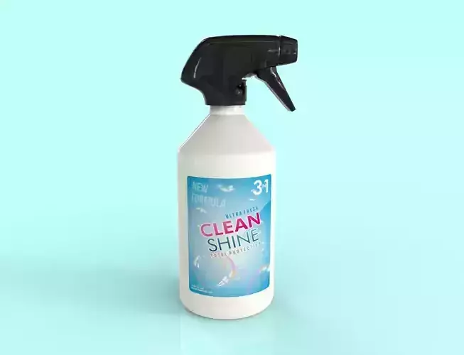 White plastic spray bottle - detergent  cleaning 