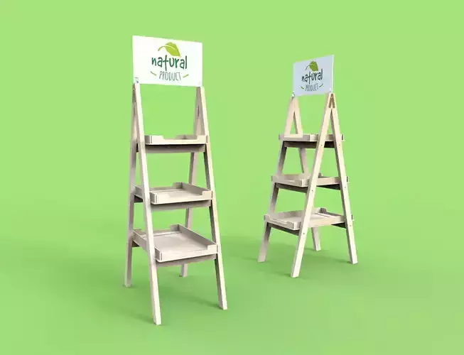 Display stand plywood natural ladder POS  version 1