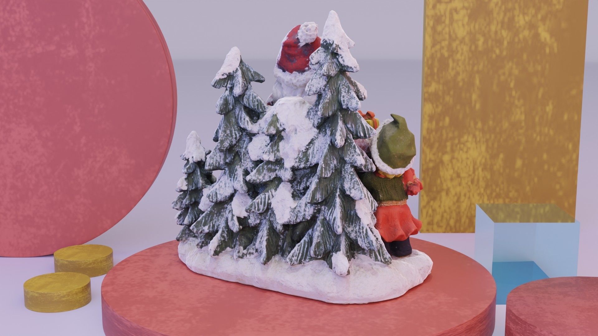 Santa Claus Cristmas scene 3D model_4