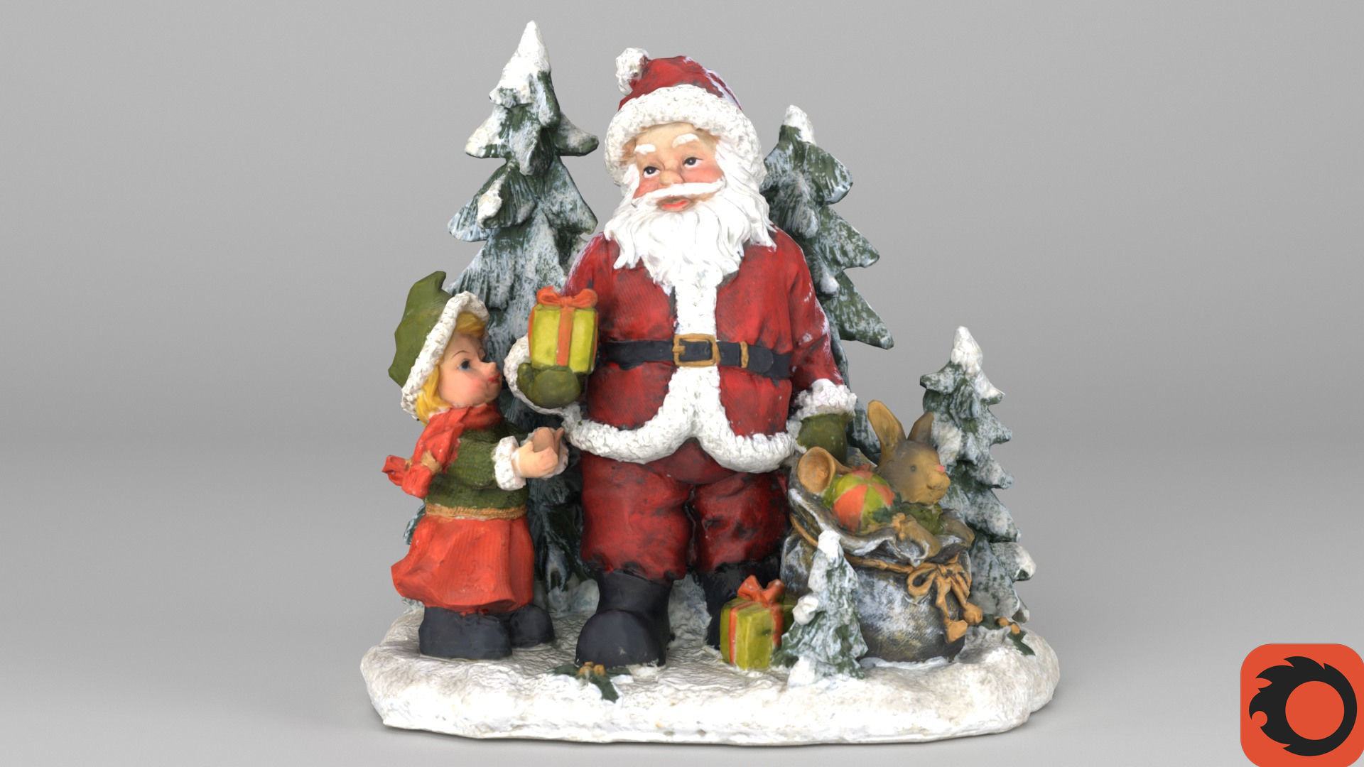 Santa Claus Cristmas scene 3D model_34