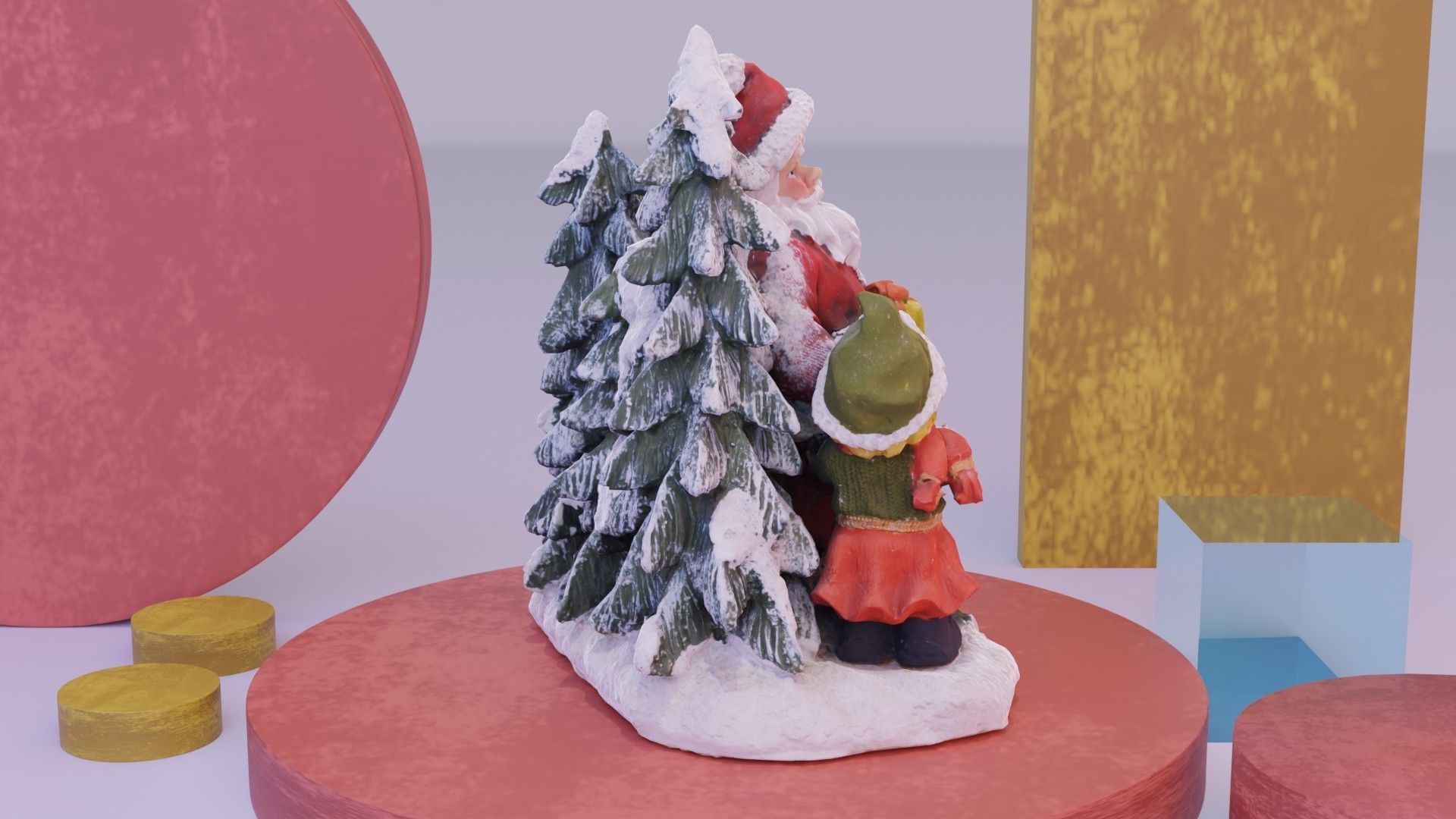 Santa Claus Cristmas scene 3D model_3