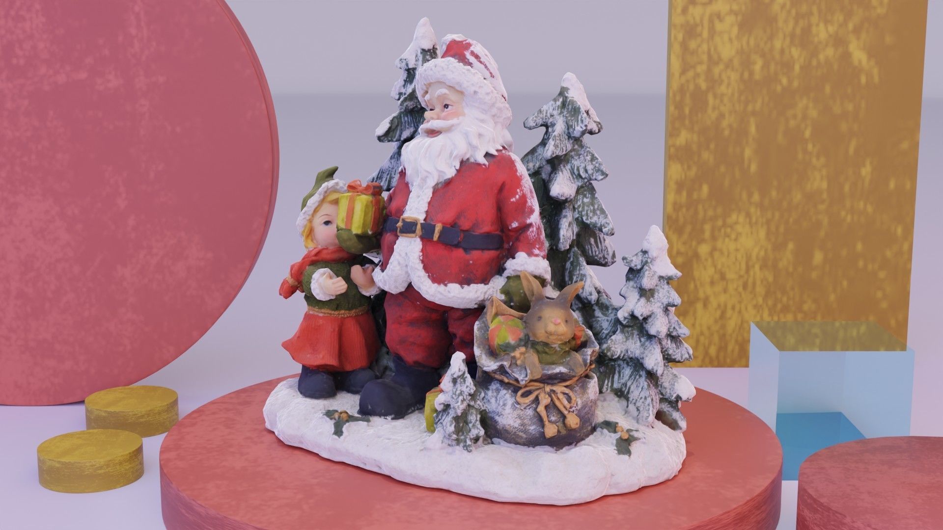 Santa Claus Cristmas scene 3D model_9
