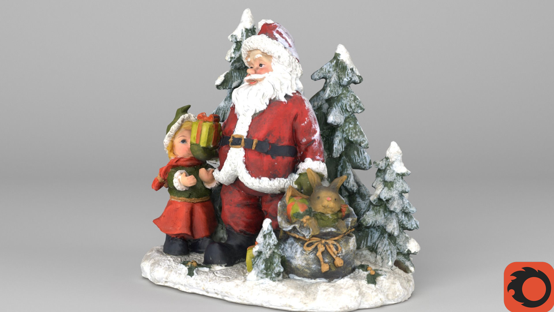 Santa Claus Cristmas scene 3D model_32