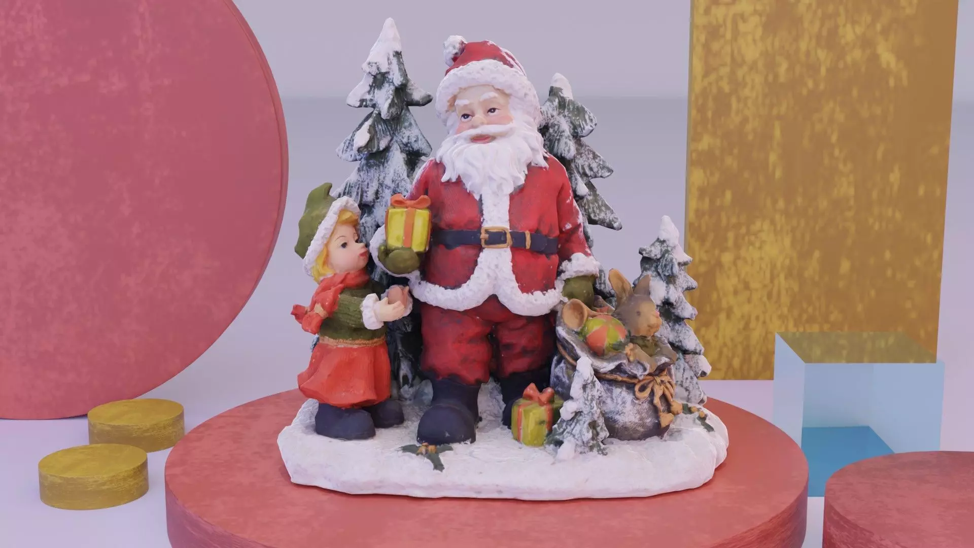 Santa Claus Cristmas scene 3D model_0