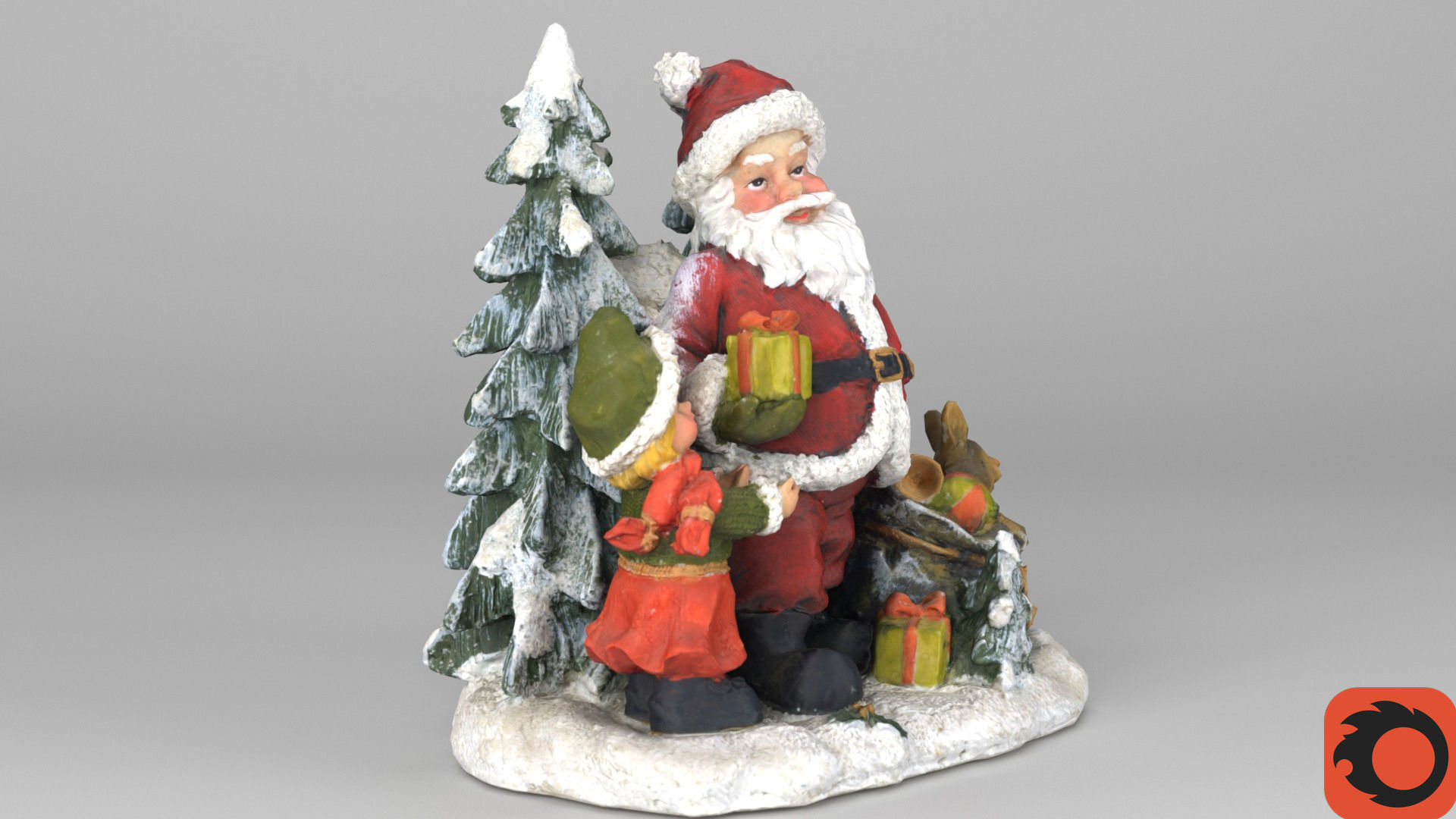 Santa Claus Cristmas scene 3D model_31