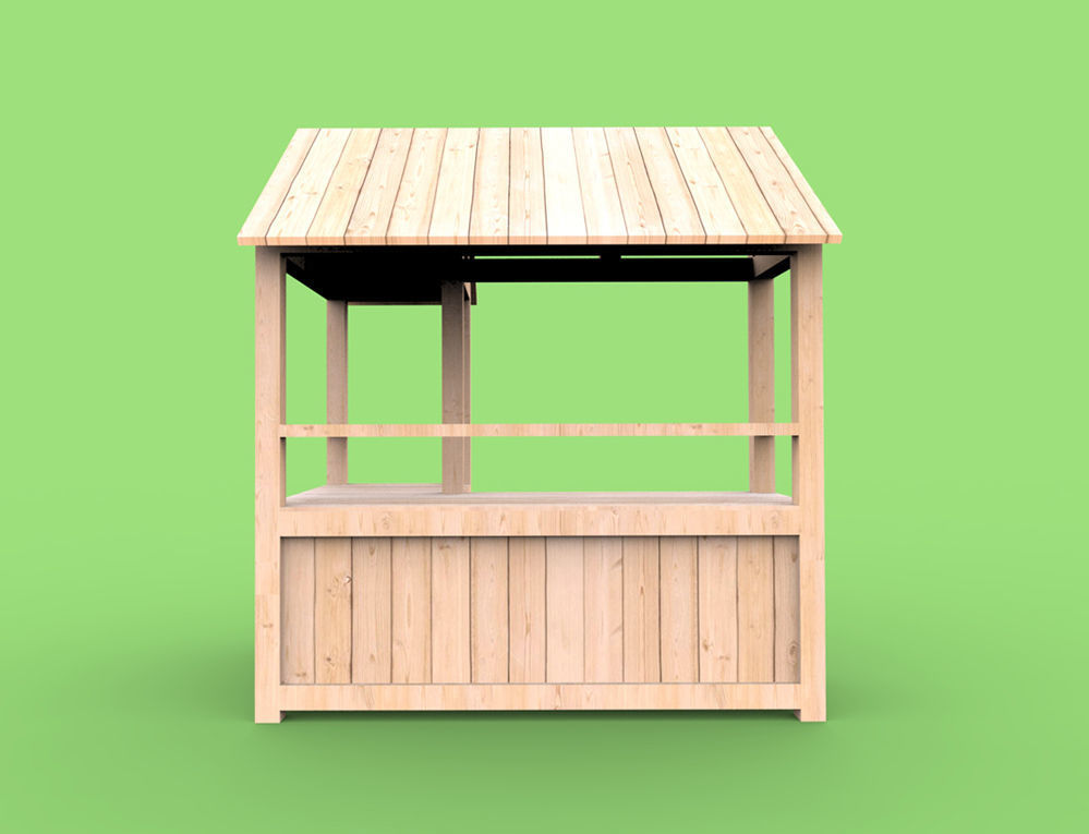 Wooden stand shed stall market version 3 3D model | CGTrader