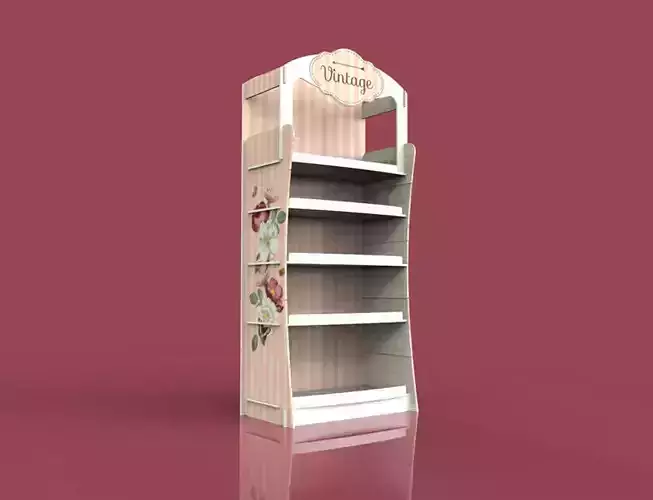 Vintage Rose Plywood Stand Wooden Display POS