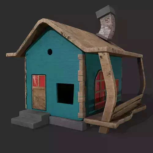3D Game House with PBR Texturing