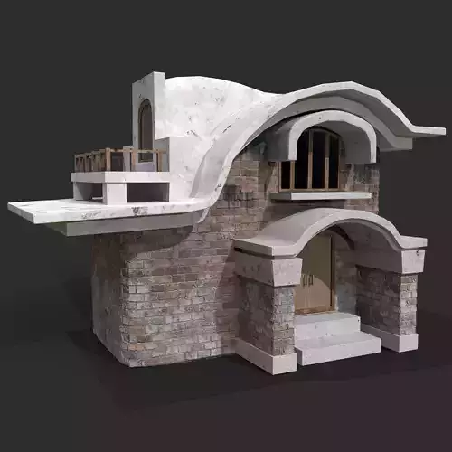 3D Game House with PBR Texturing