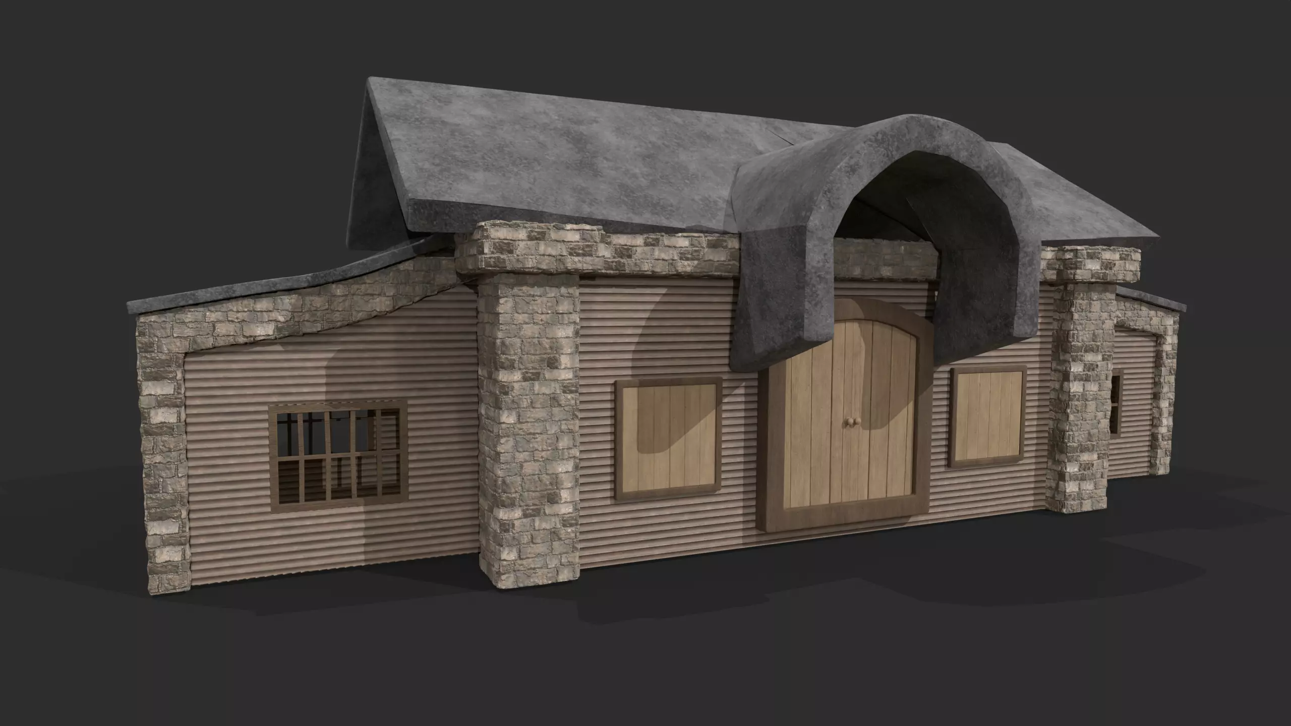 3D Game House with PBR Texturing Low-poly 3D model_0