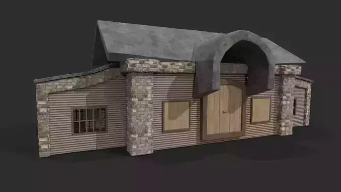 3D Game House with PBR Texturing