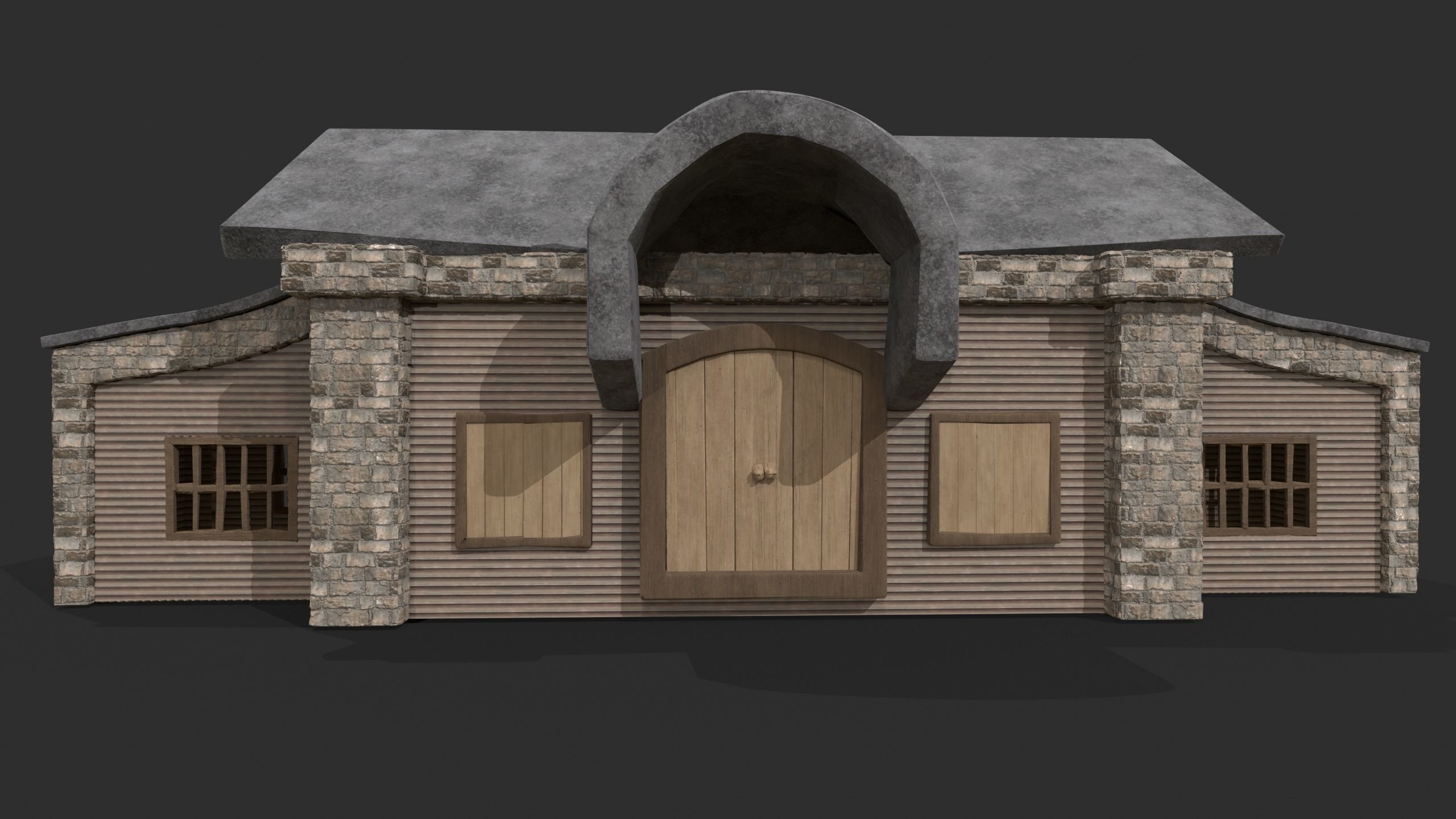 3D Game House with PBR Texturing Low-poly 3D model_2