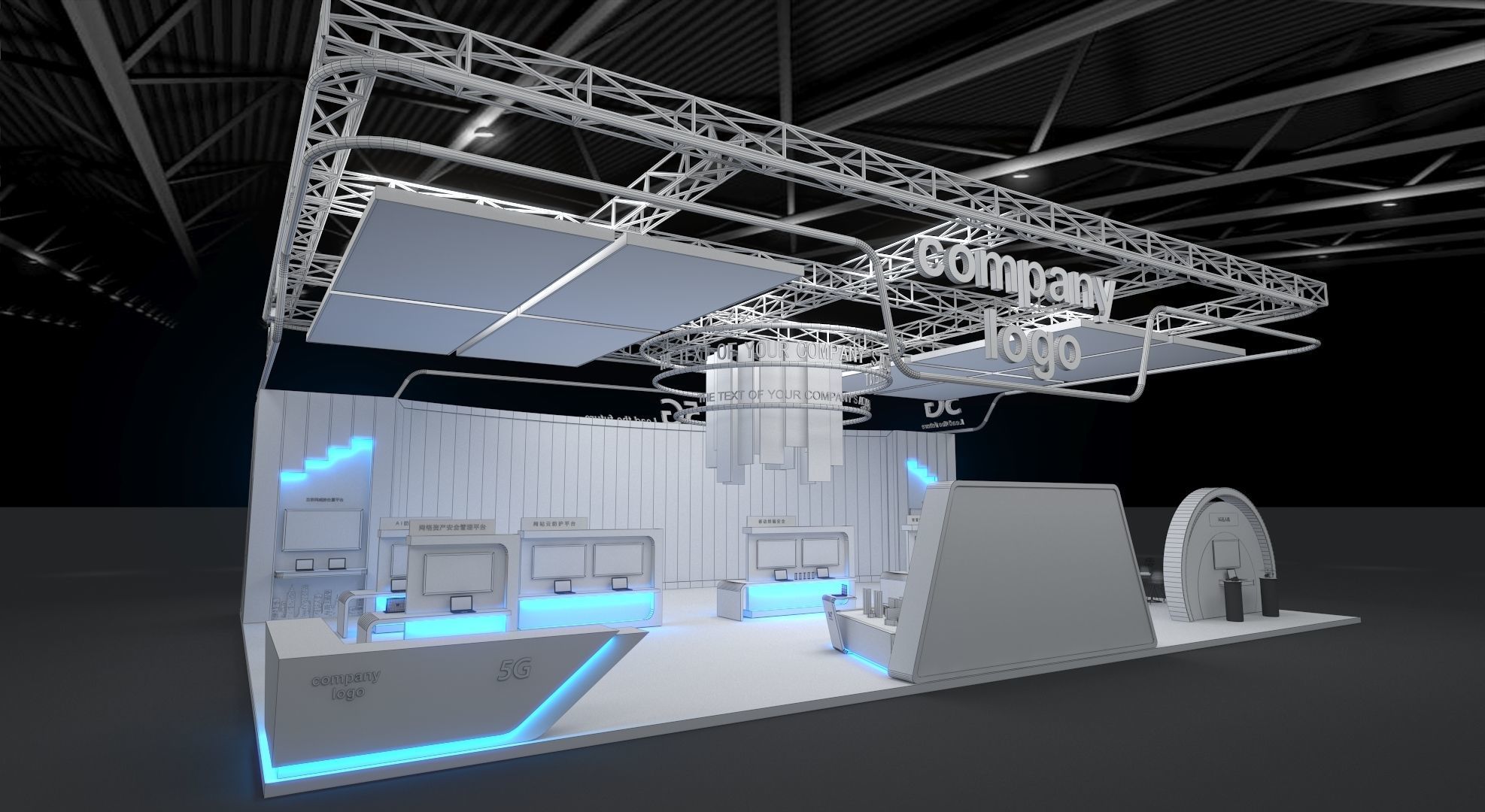 exhibition stand 20x15 model 3D model_3