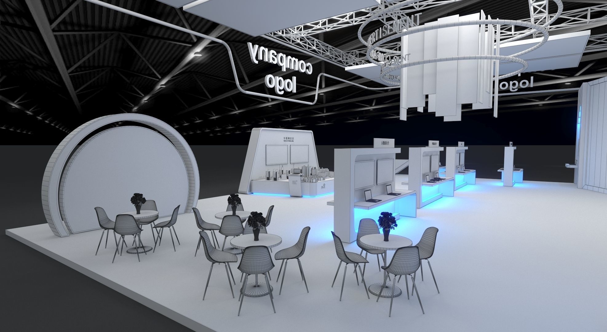 exhibition stand 20x15 model 3D model_7