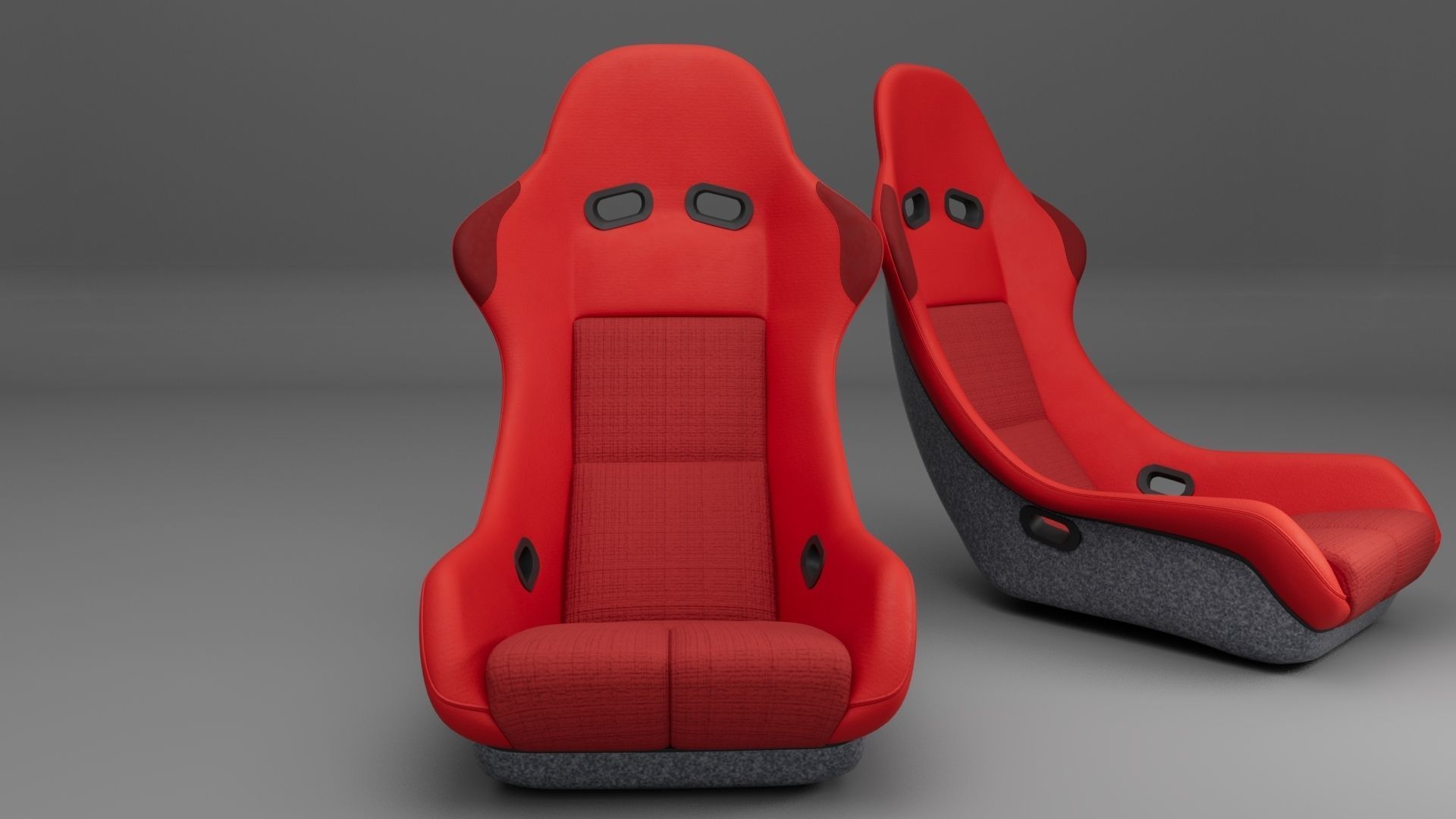 Car Seat Bucket-Seat Low-poly 3D model_1