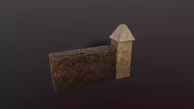 Stone wall and column low poly