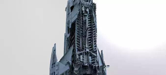 Moon Space colony Military Tower 2  3D model