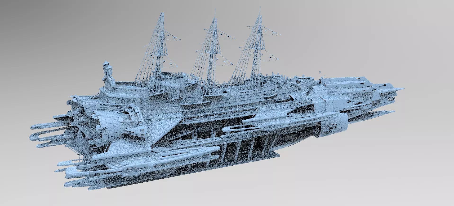 Sci Fi Speeder airship 1 3D model_0