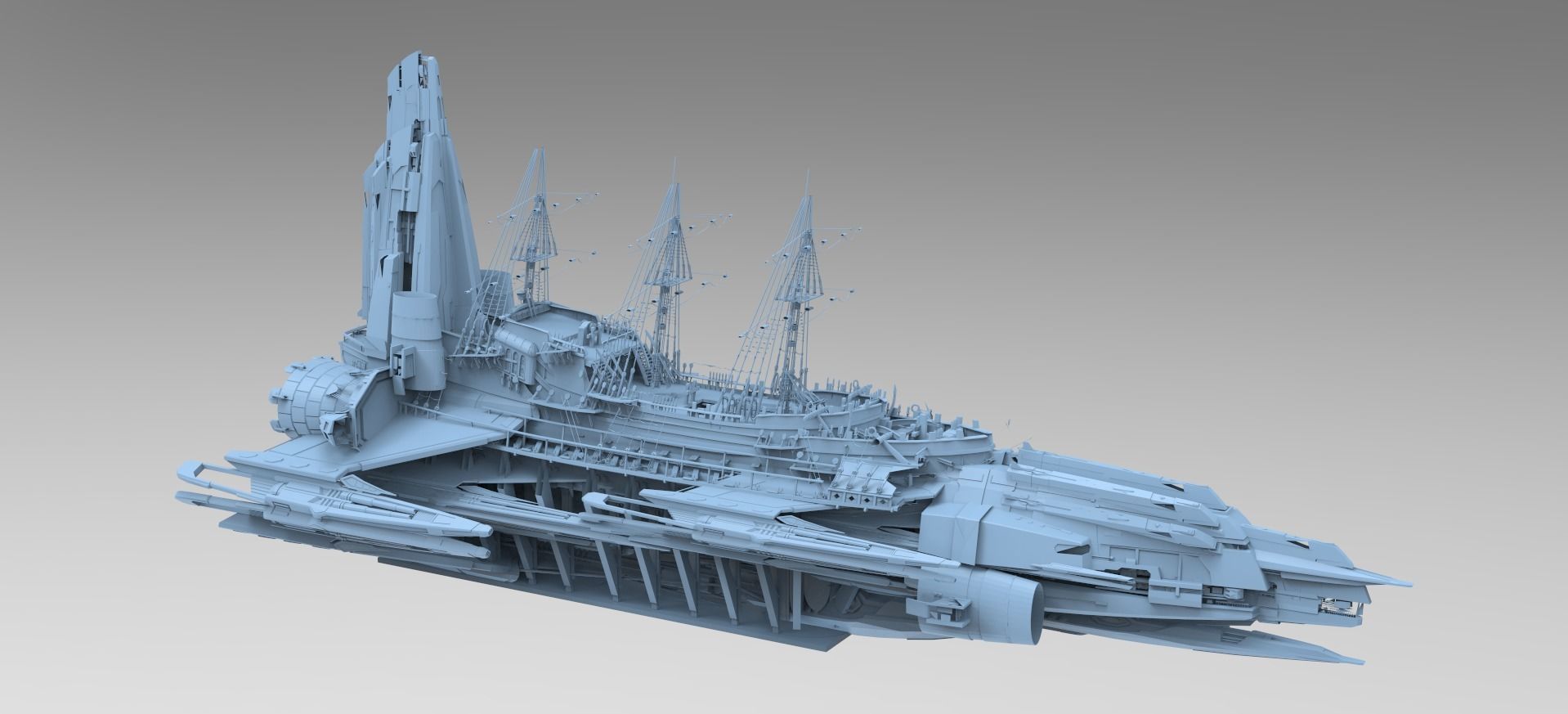 Sci Fi Speeder airship 2  3D model_1