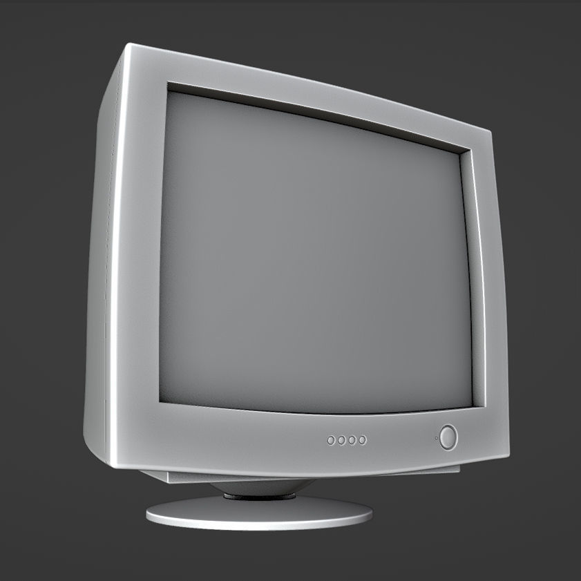 Old CRT Computer Monitor 3D model_4