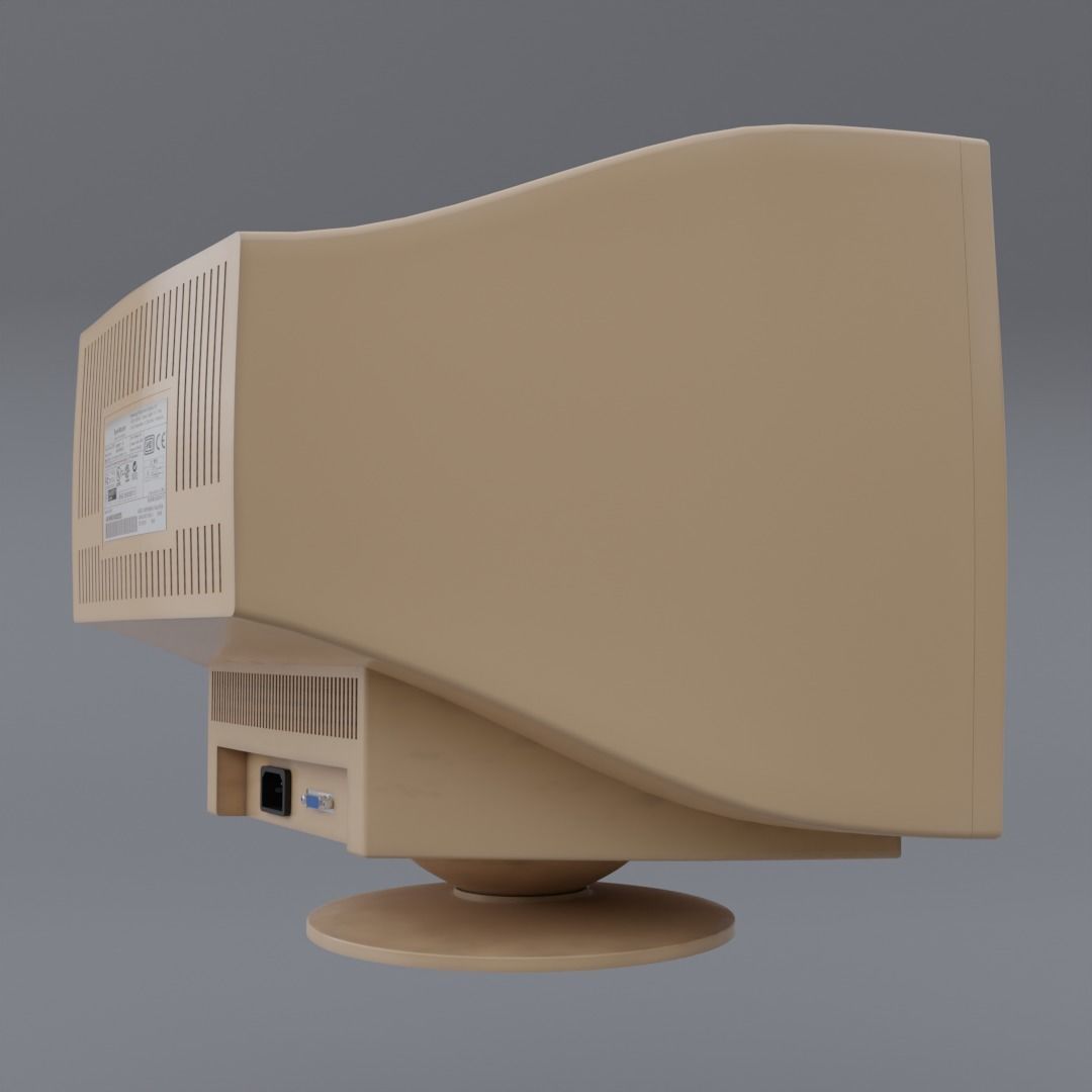 Old CRT Computer Monitor 3D model_1