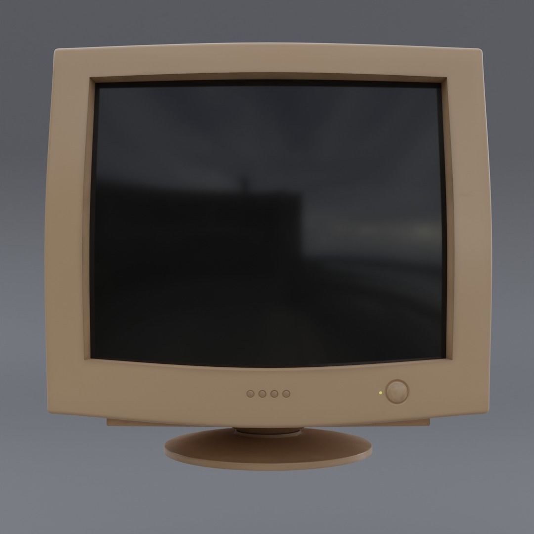 Old CRT Computer Monitor 3D model_2